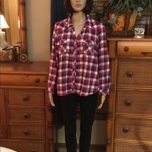 Sonoma pink and purple plaid flannel shirt PXL